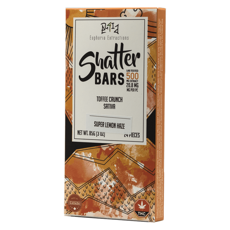 Euphoria - Toffee - Super Lemon 20 - 1 Euphoria Extractions – 500mg Shatter Bar – Toffee Crunch (Sativa )