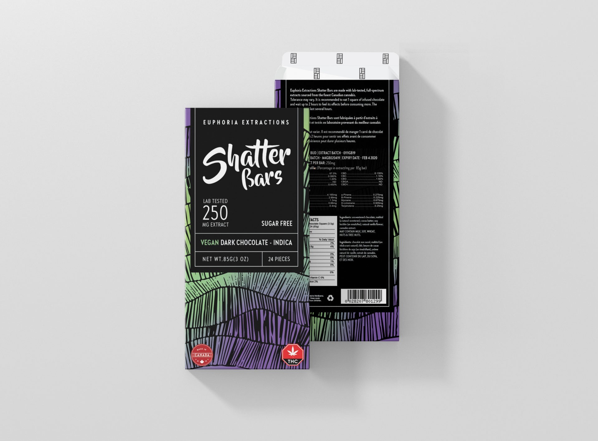 Euphoria Extractions – Shatter Bars – Vegan Dark Chocolate
